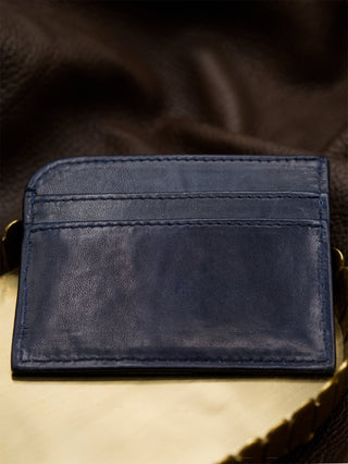 BILL Card Holder Wallet Hairsheep Leather NAVY
