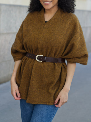 RENATA Nahkavyö | Kasviparkittu Nauta | Dark Brown / Gold