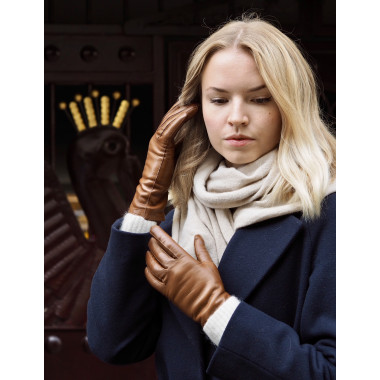 KIIA Touchscreen glove Lambnappa Cashmere blend SADDLE BROWN
