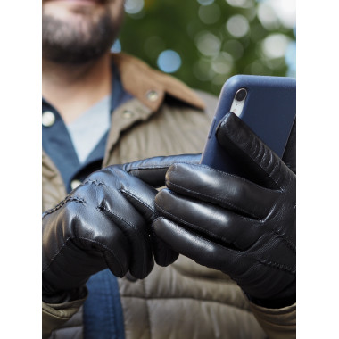 ASSERI Touchscreen Glove Lambnappa BLACK Cashmere Blend