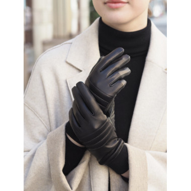 BETTINA Touchscreen Gloves Lambnappa BLACK 100 % Silk
