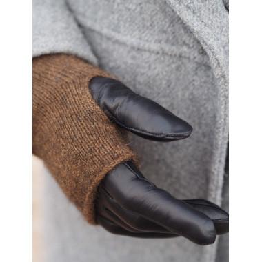 IHANUS Knitted Fingerless Gloves Merino-Possum TOBACO