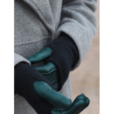 IHANUS Knitted Fingerless Gloves Merino-Possum BLACK