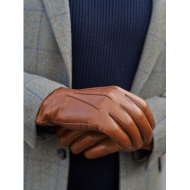 VEETI Touchscreen Glove Lambnappa SADDLE BROWN 100% Silk