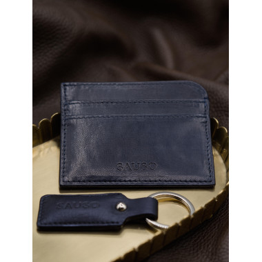 BILL Card Holder Wallet Hairsheep Leather NAVY
