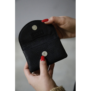 PENNY Card Holder Wallet Peccary Leather BLACK