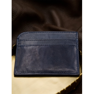 BILL Card Holder Wallet Hairsheep Leather NAVY