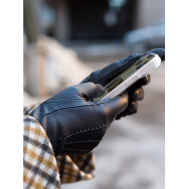LIIA Touchscreen glove Lambnappa BLACK 100% Silk