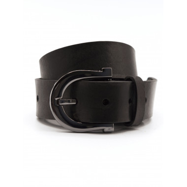SAUSO Leather Belt RENATA Unisex Smoke Black BLACK