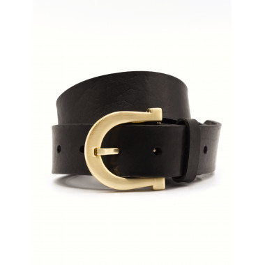 RENATA Leather Belt | Unisex | Black / Gold