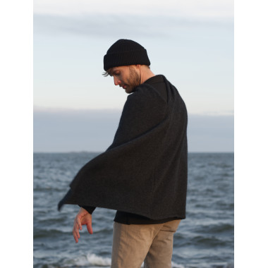 VUONO Scarf Poncho | Merino-Possum | Charcoal Grey