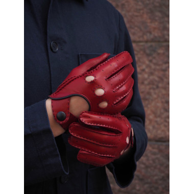 HENRIK Driving Gloves Lambnappa Unlined DEEP RED
