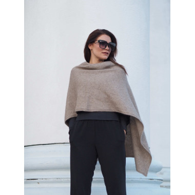 VUONO Scarf Poncho | Merino-Possum | Oyster Beige