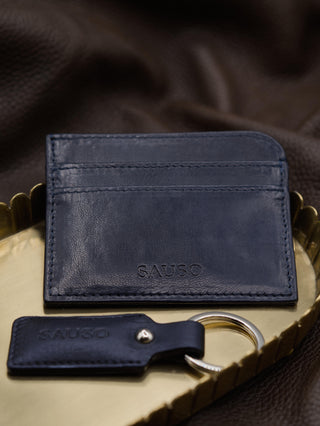 BILL Card Holder Wallet Hairsheep Leather NAVY
