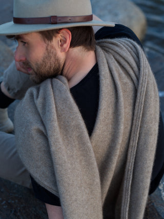 VUONO Huiviponcho | Merino-Possum | Oyster Beige