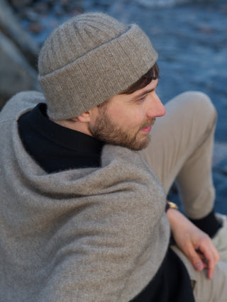 VUONO Huiviponcho | Merino-Possum | Oyster Beige