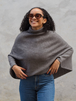 NUPPU Poncho | Merino-Possum | Shale Grey
