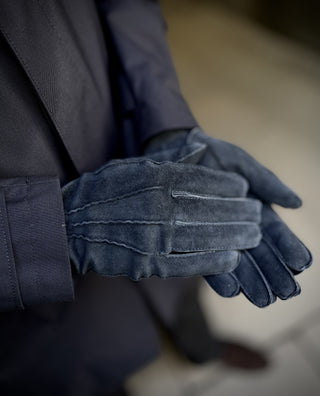 Reindeer Leather Gloves Cashmere Navy – ISAC By Sauso – Sauso Official