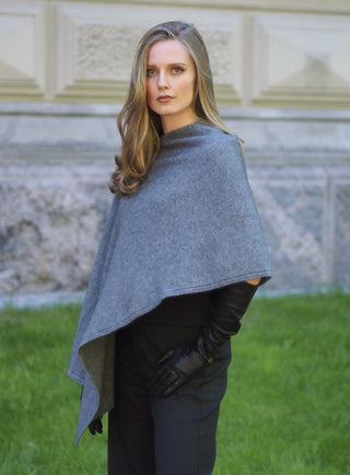 VUONO Huiviponcho | Merino-Possum | Shale Grey