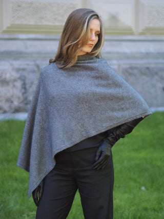 VUONO Huiviponcho | Merino-Possum | Shale Grey