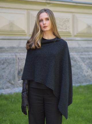 VUONO Huiviponcho | Merino-Possum | Charcoal Grey