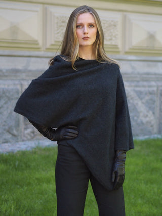 VUONO Huiviponcho | Merino-Possum | Charcoal Grey