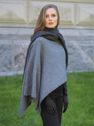 VUONO Huiviponcho | Merino-Possum | Shale Grey