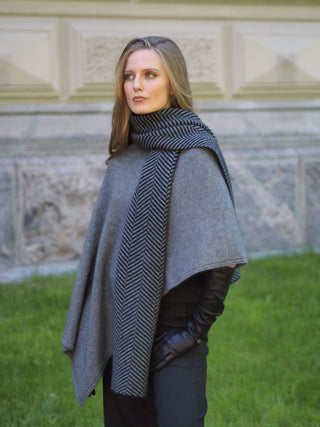 VUONO Huiviponcho | Merino-Possum | Shale Grey