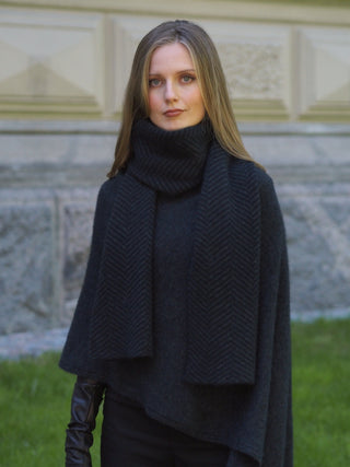 VUONO Huiviponcho | Merino-Possum | Charcoal Grey
