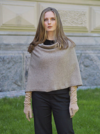 VUONO Huiviponcho | Merino-Possum | Oyster Beige