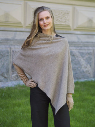 VUONO Huiviponcho | Merino-Possum | Oyster Beige