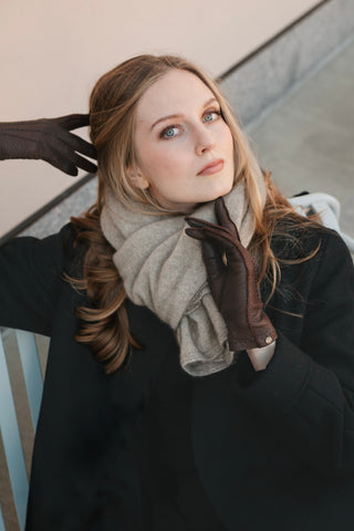 VUONO Huiviponcho | Merino-Possum | Oyster Beige