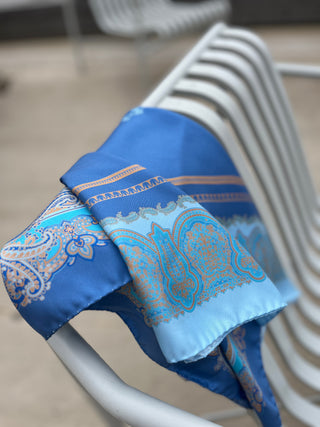 CORALLO Seidenschal | 90x90 | Ozeanblau