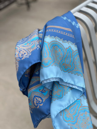 CORALLO Seidenschal | 90x90 | Ozeanblau