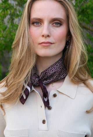 CRYSTAL | Silk Scarf | 55 x 55 cm | Deep wine