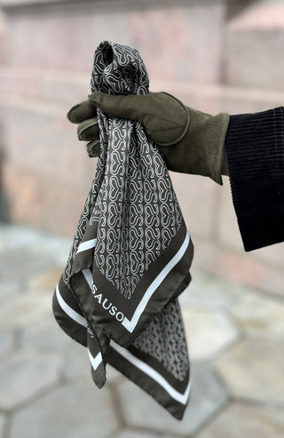 CRYSTAL | Silk Scarf | 55 x 55 cm | Dusty olive