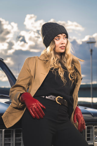 RENATA Leather Belt | Vegetable Tanned Cowhide | Black/Gold
