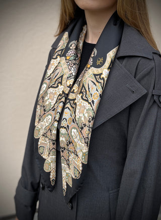 LODE Seidenschal | 90x90 | Schwarz