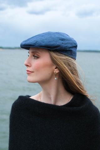 PATRIK | Flat cap | Pellava | Puuvillavuori | Sininen