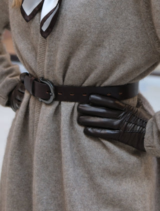 RENATA Leather Belt | Vegetable Tanned Cowhide | Dark Brown