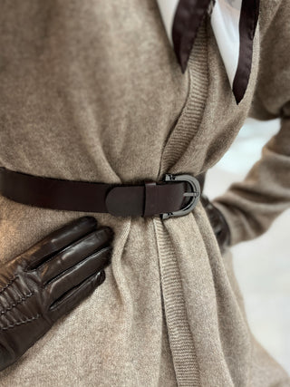 RENATA Leather Belt | Vegetable Tanned Cowhide | Dark Brown