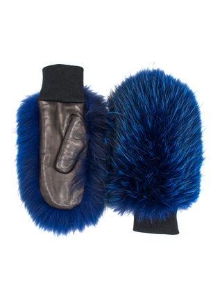 SUSAN Mittens | Hairsheep | Lamb fur | Blue