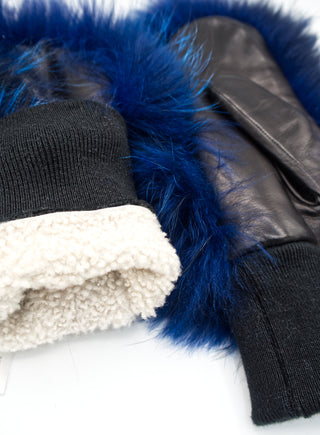 SUSAN Mittens | Hairsheep | Lamb fur | Blue