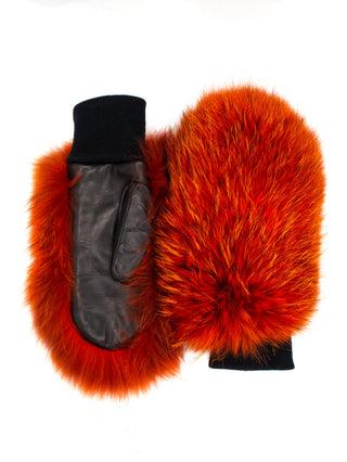 SUSAN | Mittens | Hairsheep | Lamb fur | Orange