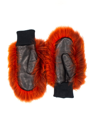 SUSAN | Mittens | Hairsheep | Lamb fur | Orange
