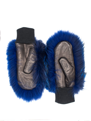 SUSAN Mittens | Hairsheep | Lamb fur | Blue