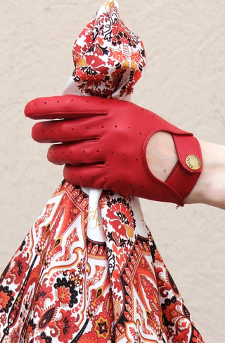 TESSA Fahrhandschuhe Damen – ungefüttert, Dunkelrot