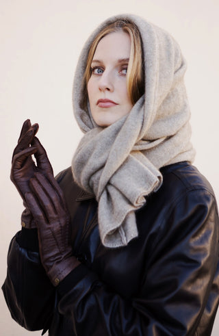 VUONO Huiviponcho | Merino-Possum | Oyster Beige