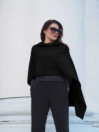 VUONO Schal Poncho | Merino-Possum | Schwarz