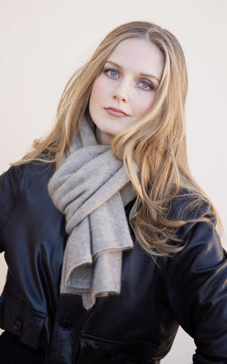 VUONO Huiviponcho | Merino-Possum | Oyster Beige